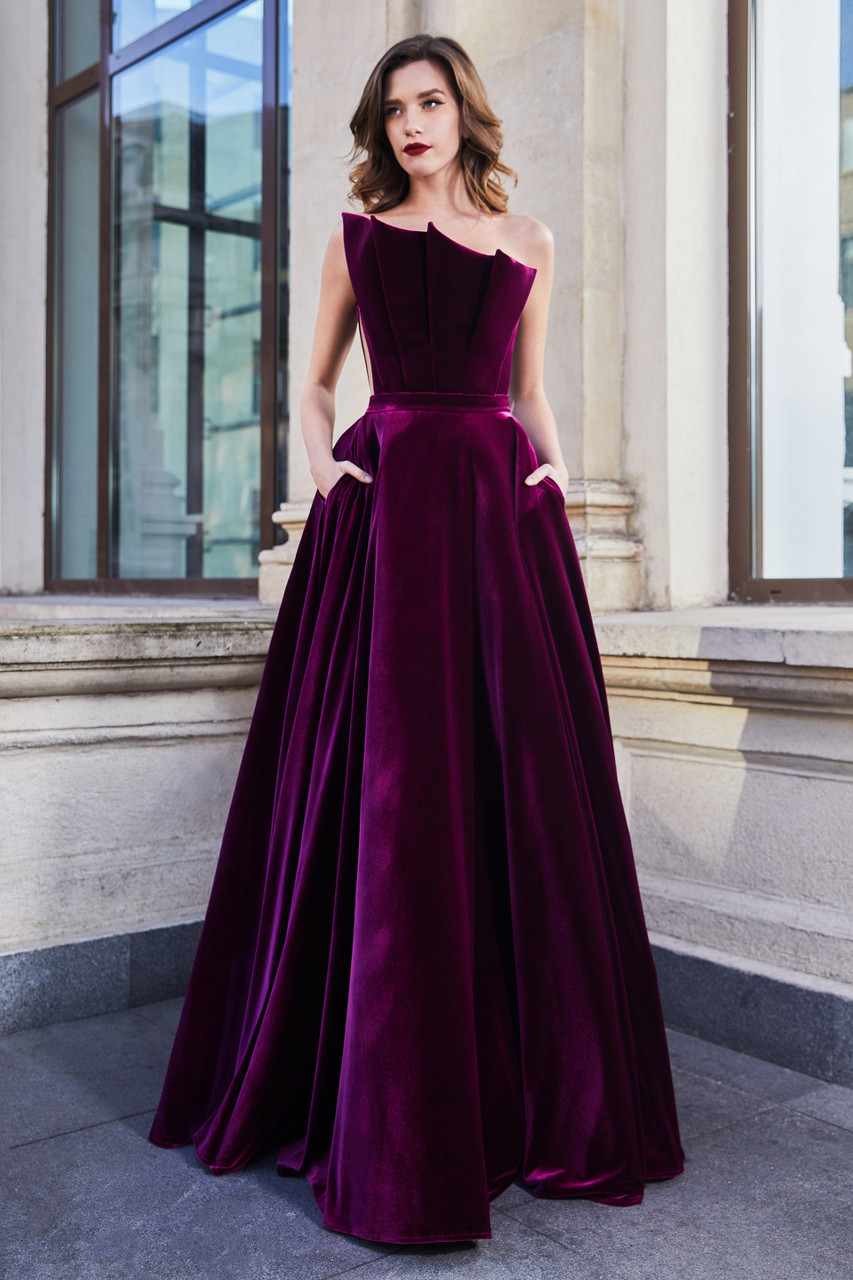 velvet long gown