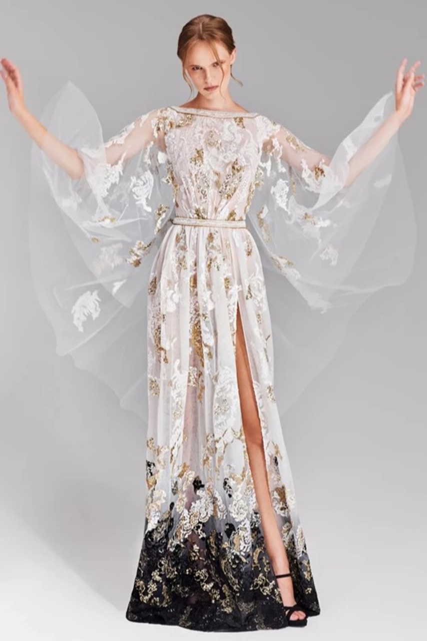 GL3041 | Feather-Wrist Glitter Sequin A-line Dress | GLS