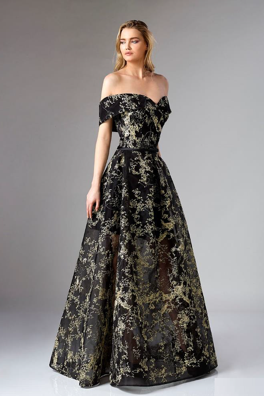 black n gold gown