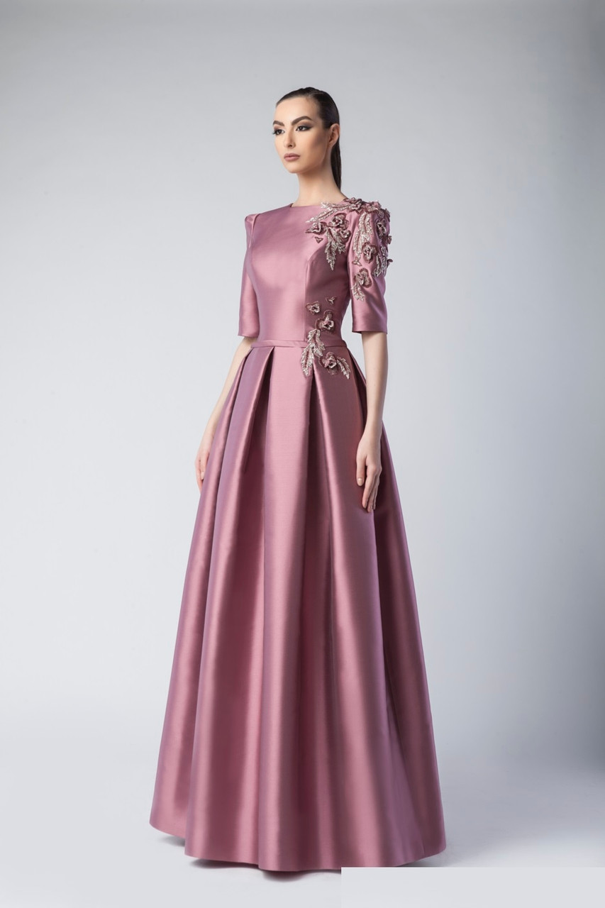 mauve evening dress