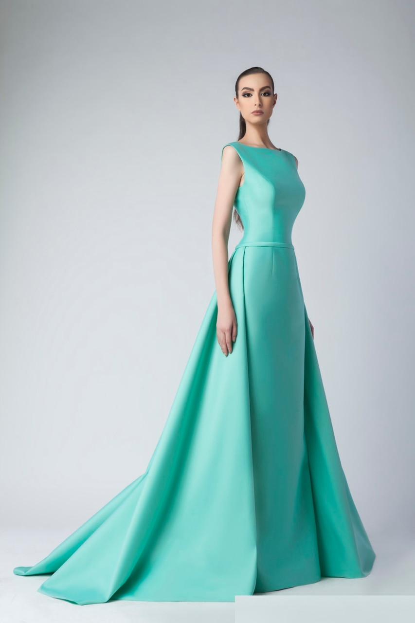 satin green gown