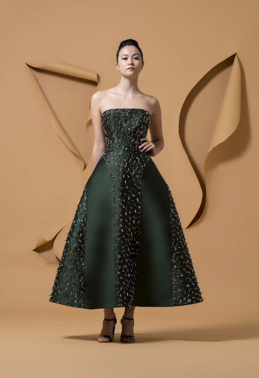 Green Strapless Mucutuy Midi-Tea Dress - District 5 Boutique