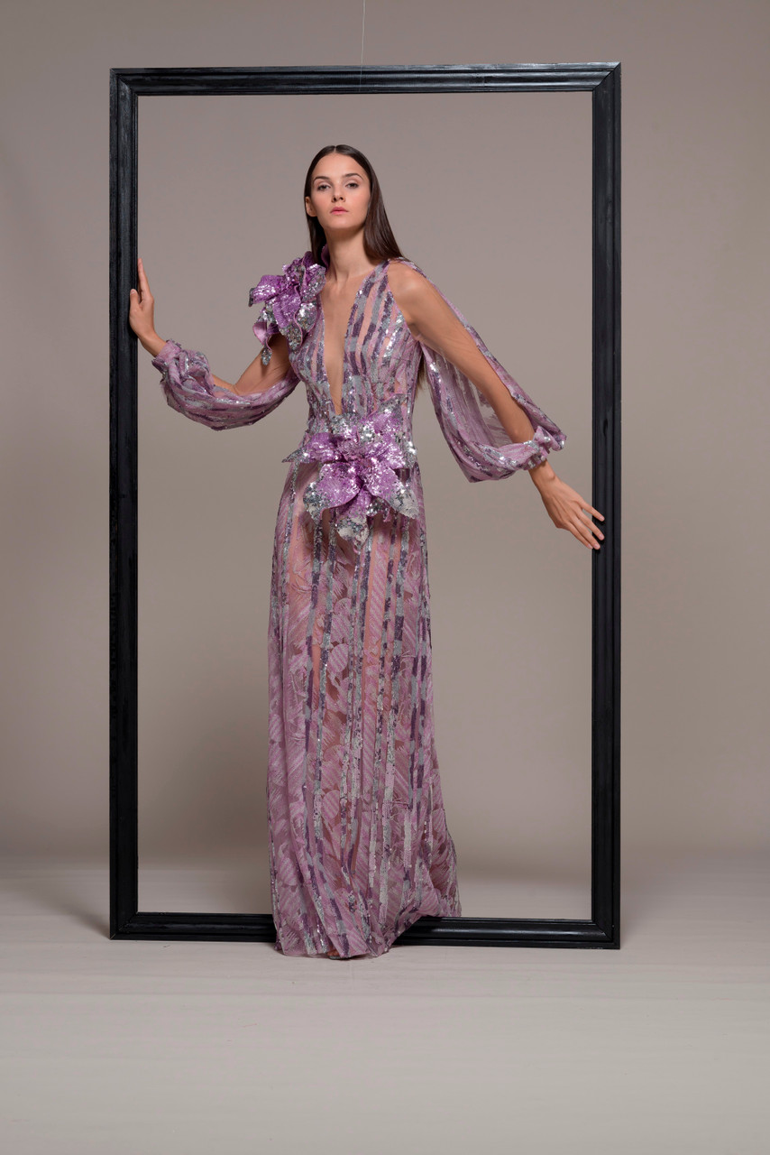 Embellished Sheer Illusion Evening Gown - District 5 Boutique