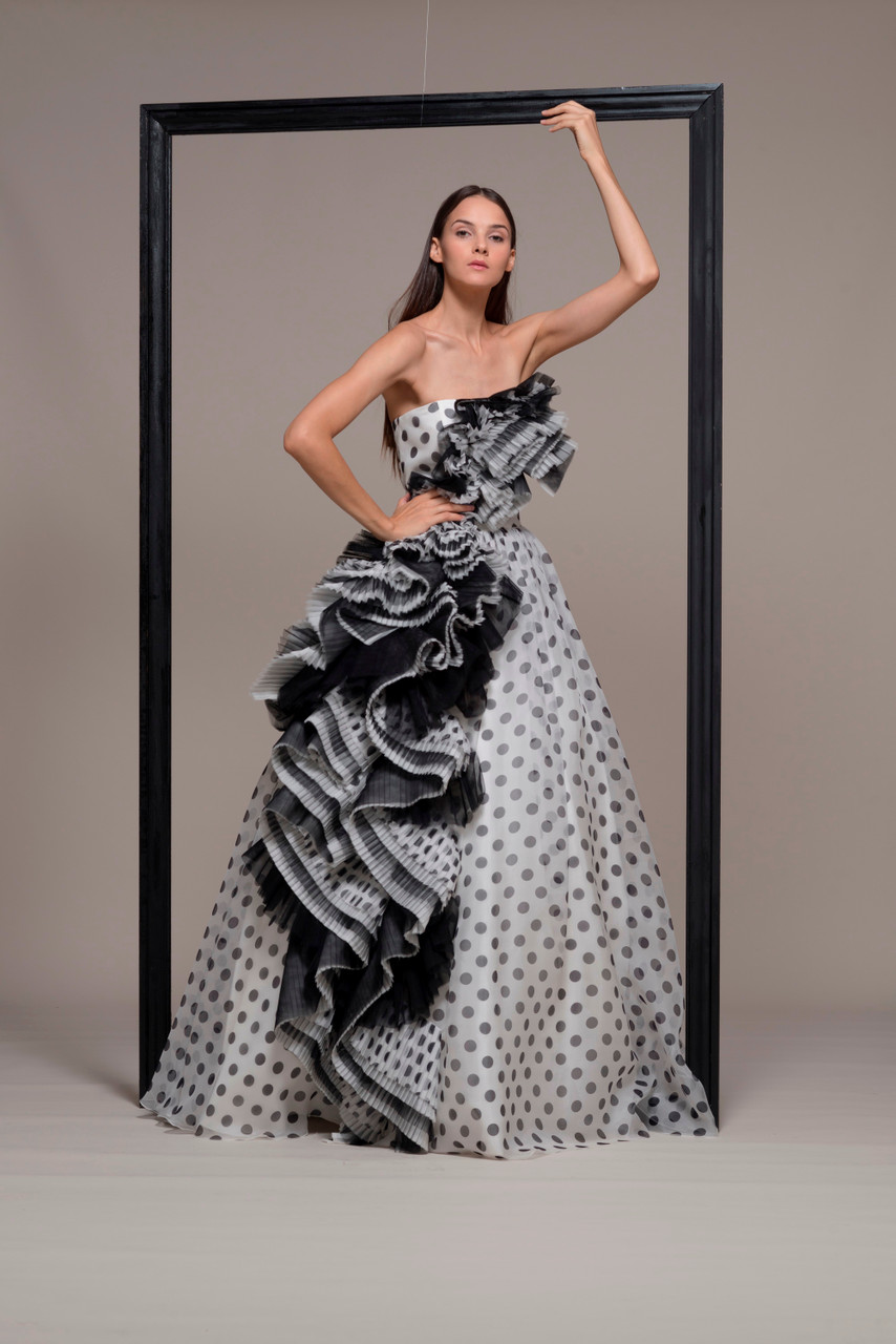 polka dot evening gown