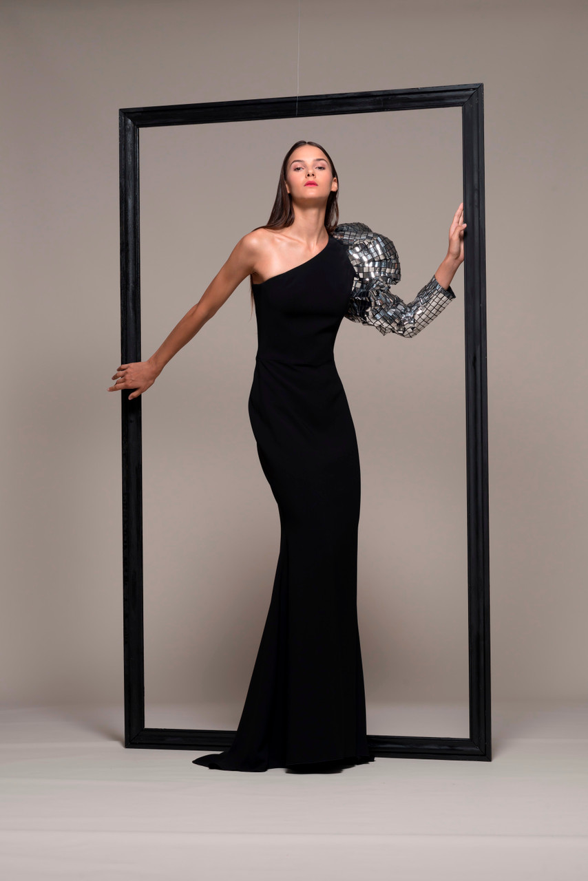one arm evening gown