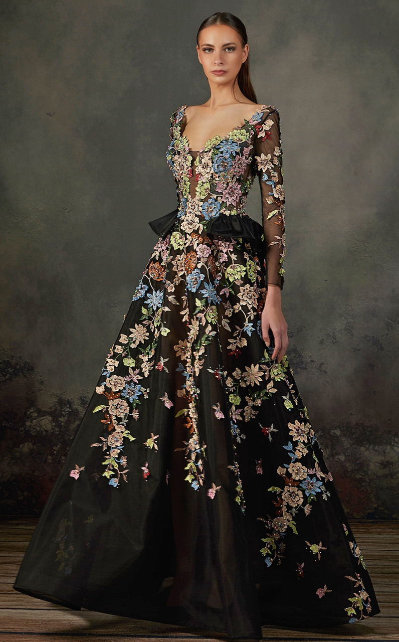 floral applique gown