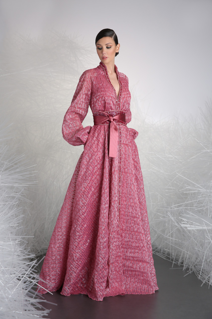 pink gown long sleeve