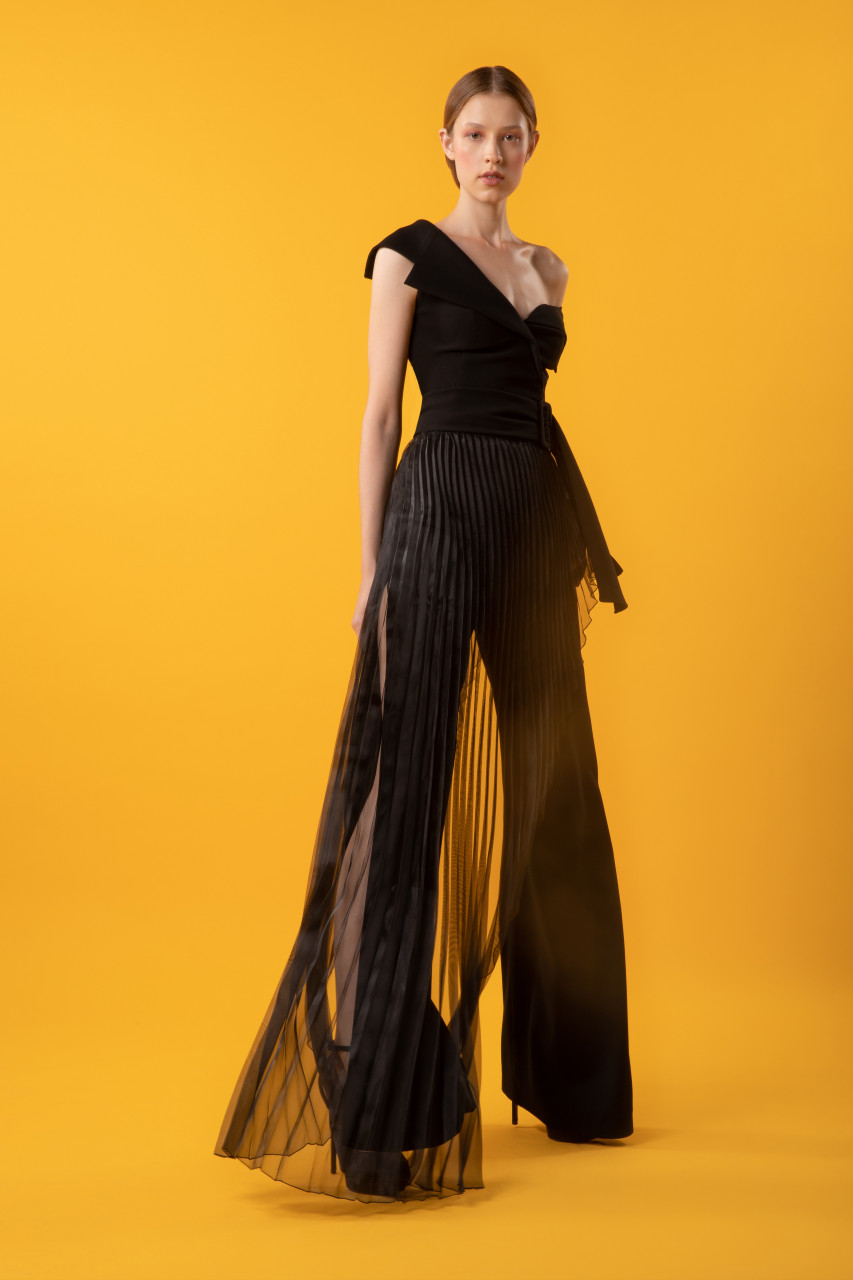 Gemy Maalouf Asymmetrical Cross Over Top and Wide Leg Pants - District ...