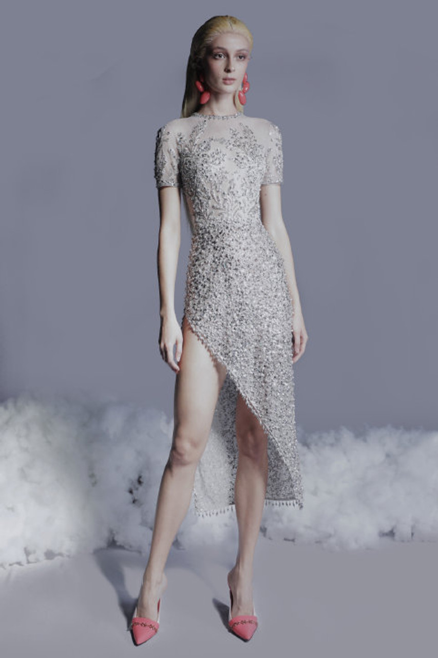 Georges Hobeika Long Sleeve Fur Skirt Mini Dress- District 5 Boutique