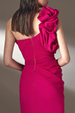 Ruffled One Shoulder Illusion Gown