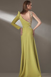 One Shoulder Illusion Draped Gown