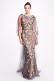 Beaded Neck Floral  Gown