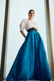Puff Sleeve Blouse and Skirt with Belt