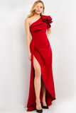 One Shoulder High-Low Crepe Gown