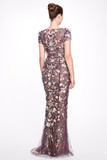 Floral Appliquéd Cap Sleeve Gown