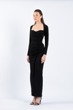 Long Sleeve Scuba Crepe Slit Gown