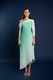 Kasha Asymmetrical Ombre Pleated Dress