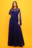 Flared lace Long Dress With Detachable Belt