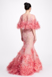 Feather Trumpet Gown with Cape