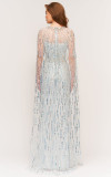 Lux Sequin Cape Gown