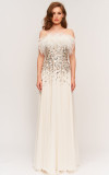 Pearl Strapless Feathered Gown