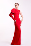 Sleek Red Crepe Gown