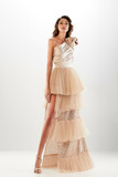 One Shoulder Tulle and Satin Gown