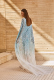 Topaz Long Sleeve Cape Gown