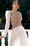 Long Sleeve  Embroidered Gown