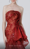 Strapless Structured Red Gown