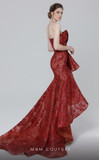 Strapless Structured Red Gown