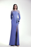 Blue Beaded Crepe Gown