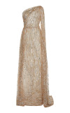 Gold Beaded One Shoulder Gown