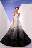 Strapless Grey Feather Gown