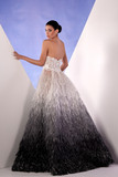 Strapless Grey Feather Gown