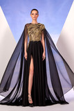 Chiffon Black and Gold Gown