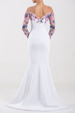 Beaded Canton Crepe Mermaid Gown