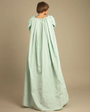 Puffed Shoulder Taffeta Gown with Belt