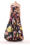 Iris Floral Warp Print Taffeta Gown