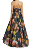 Iris Floral Warp Print Taffeta Gown
