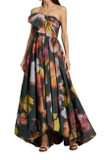Iris Floral Warp Print Taffeta Gown
