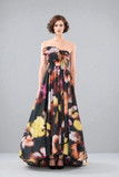Iris Floral Warp Print Taffeta Gown