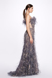 Crystal and Feather Embroidered Gown