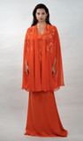 Wool Crepe Gown with Cape