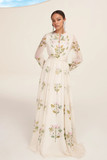 Long Sleeve  Floral Georgette Gown