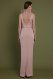 V-Cut Slim Crepe Gown