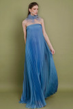 Fully Pleated Strapless Chiffon Gown