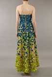 Ombre 3D Floral Applique Gown