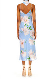 Floral Printed Silk Tea-Length Dress