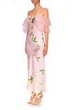 Floral Printed Silk Satin Midi Dress